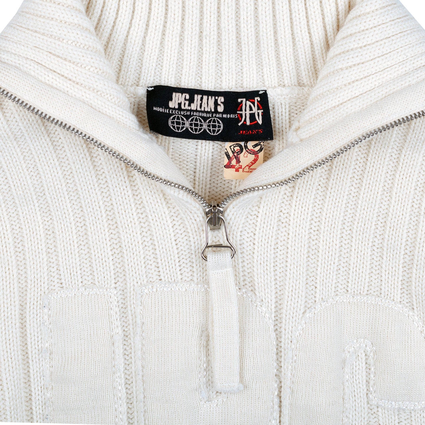 Jean Paul Gaultier JPG Light Cream Zipper Knit