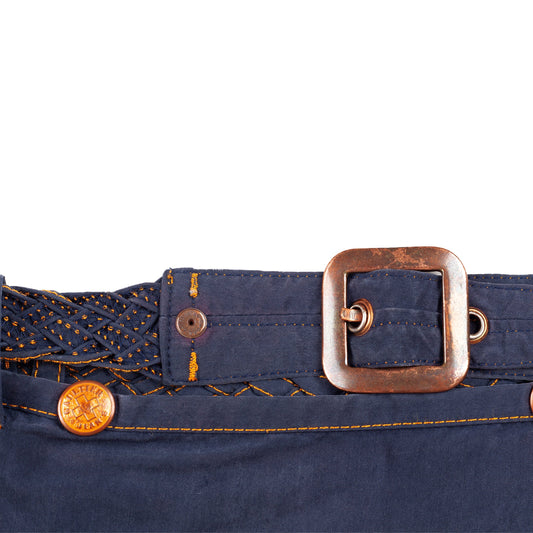 JPG Jean Paul Gaultier Crossed Belted Denim Skirt