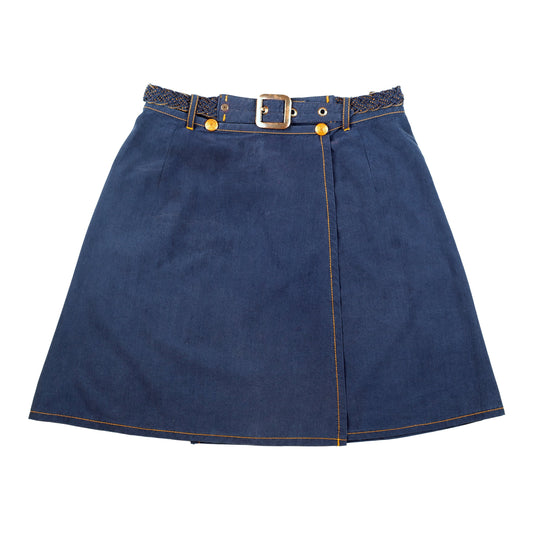 JPG Jean Paul Gaultier Crossed Belted Denim Skirt