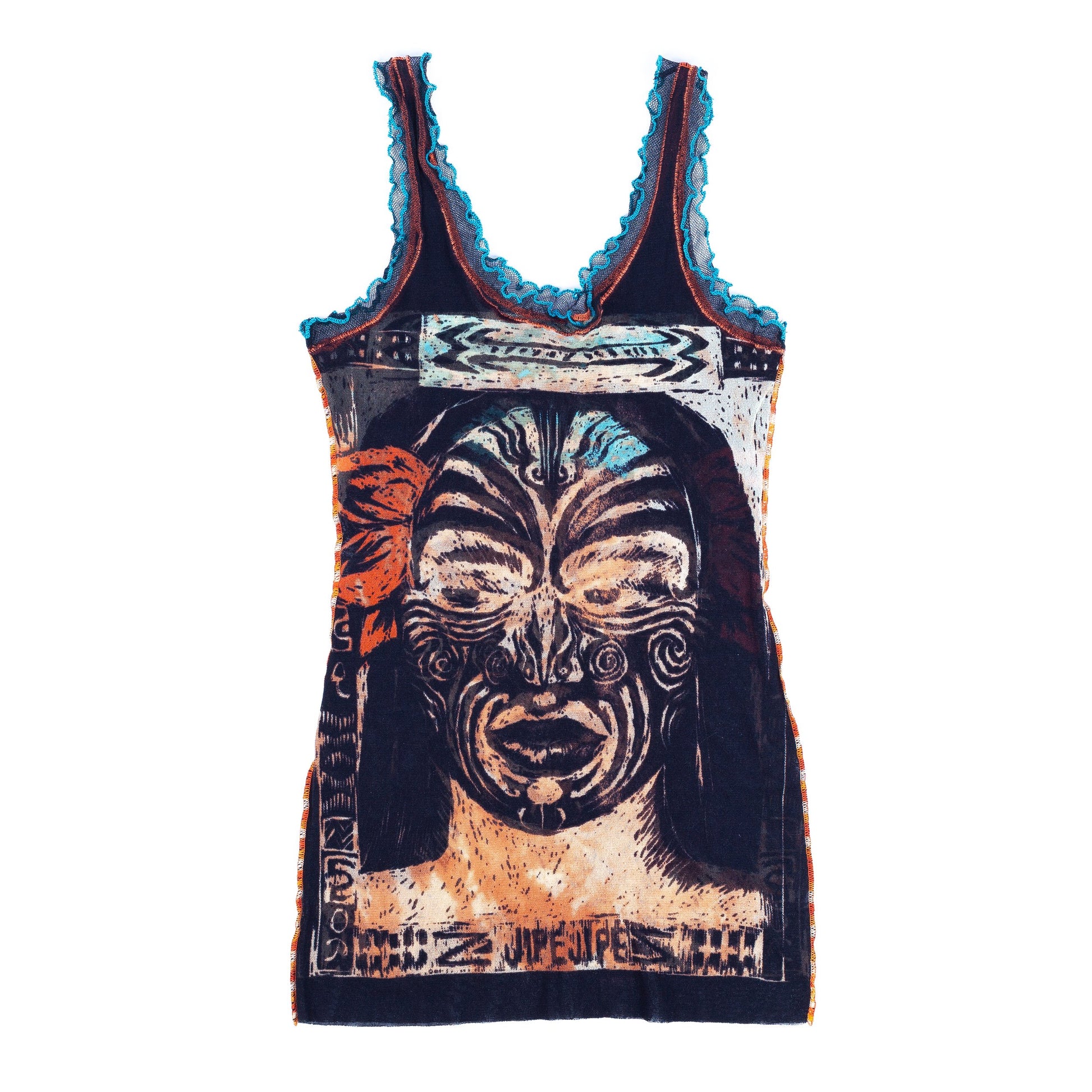 Jean Paul Gaultier Maori Tattoo Mesh Tank Top