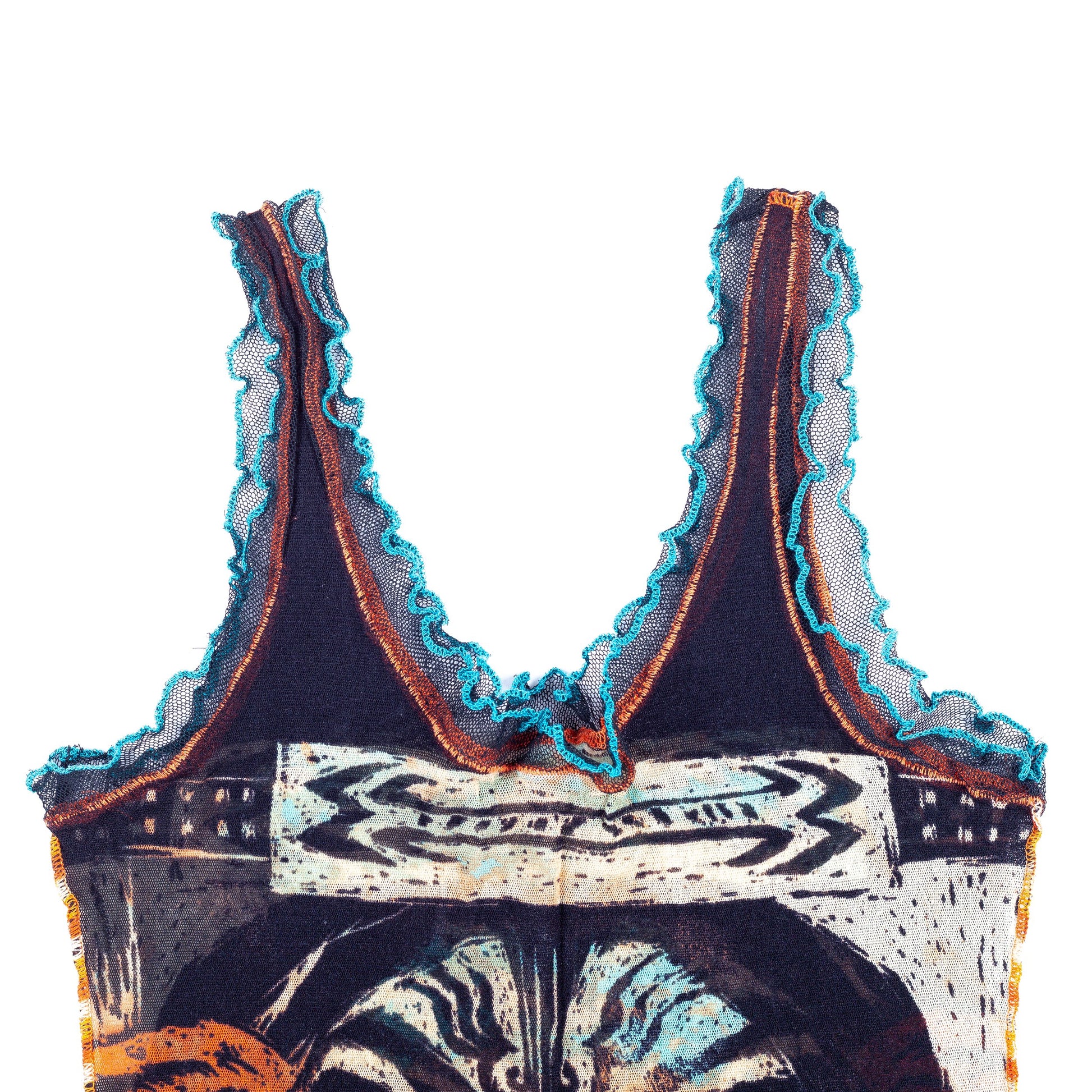 Jean Paul Gaultier Maori Tattoo Mesh Tank Top