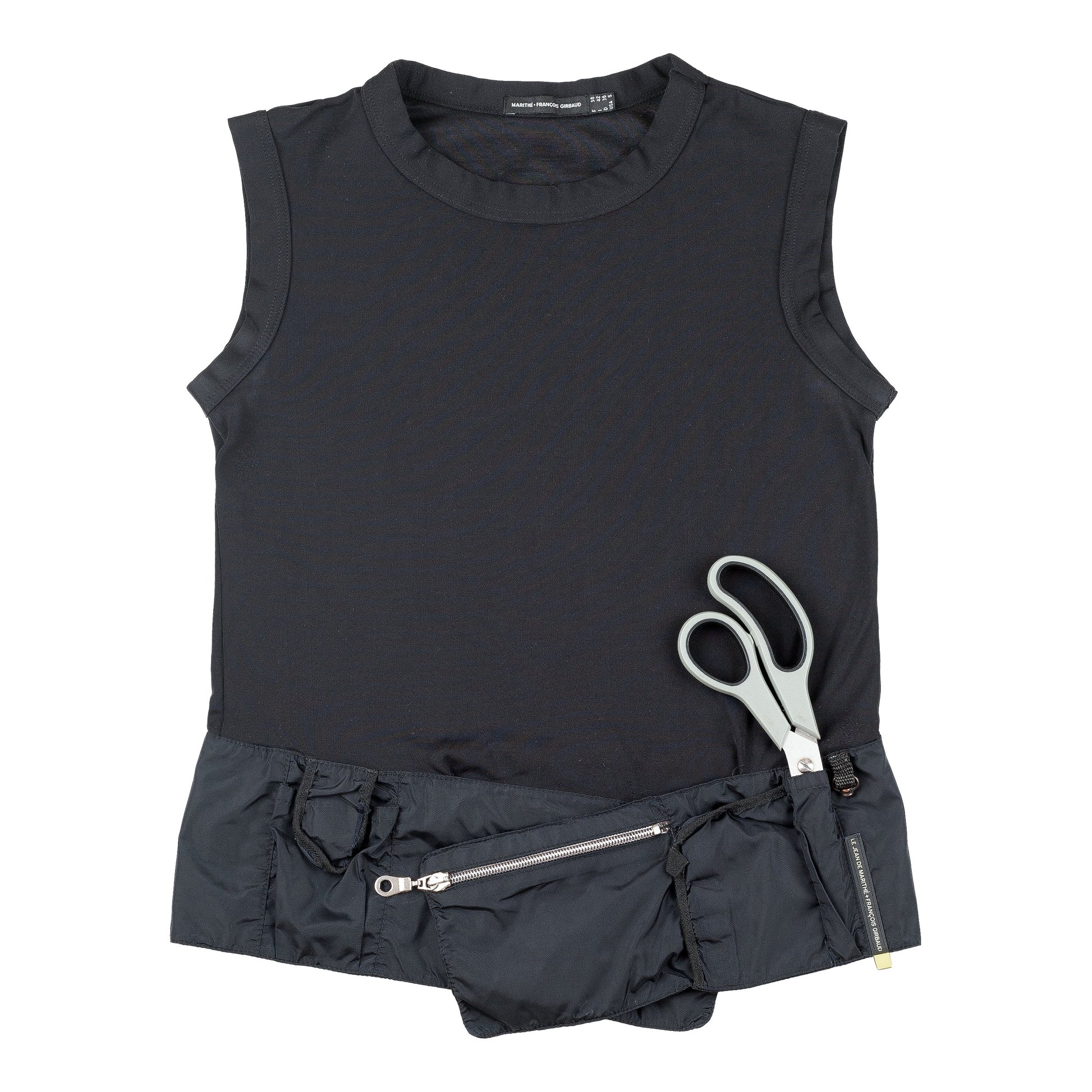 Marithé + François Girbaud Black Nylon Utility Tank Top