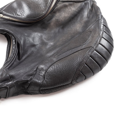 Diesel Black Leather Moto Padded Hobo Bag