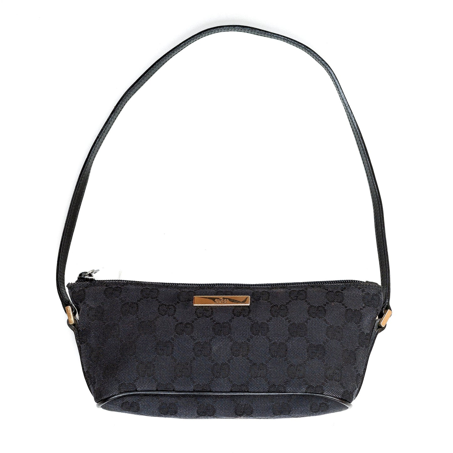 Gucci Black Monogram Baguette Shoulder Bag