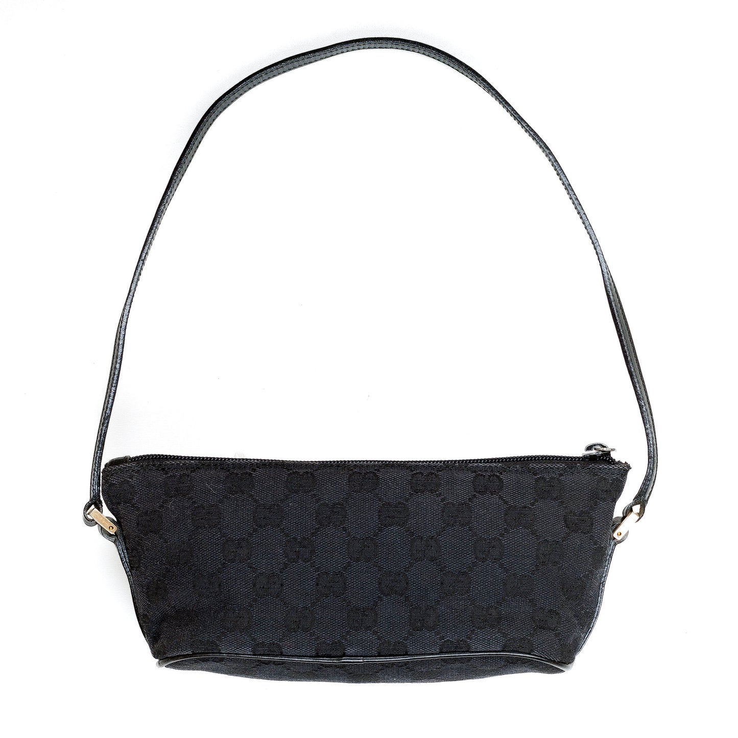 Gucci Black Monogram Baguette Shoulder Bag