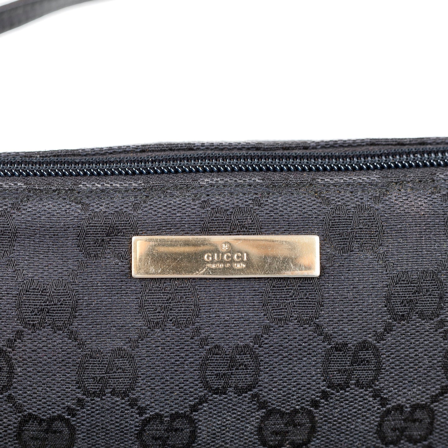 Gucci Black Monogram Baguette Shoulder Bag