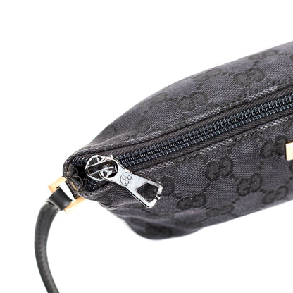 Gucci Black Monogram Baguette Shoulder Bag