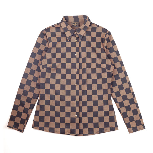 Fendi Monogram Checkered Button-Up Shirt