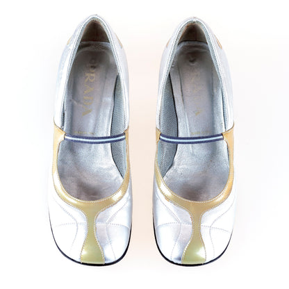 Prada Ballet Silver Heels