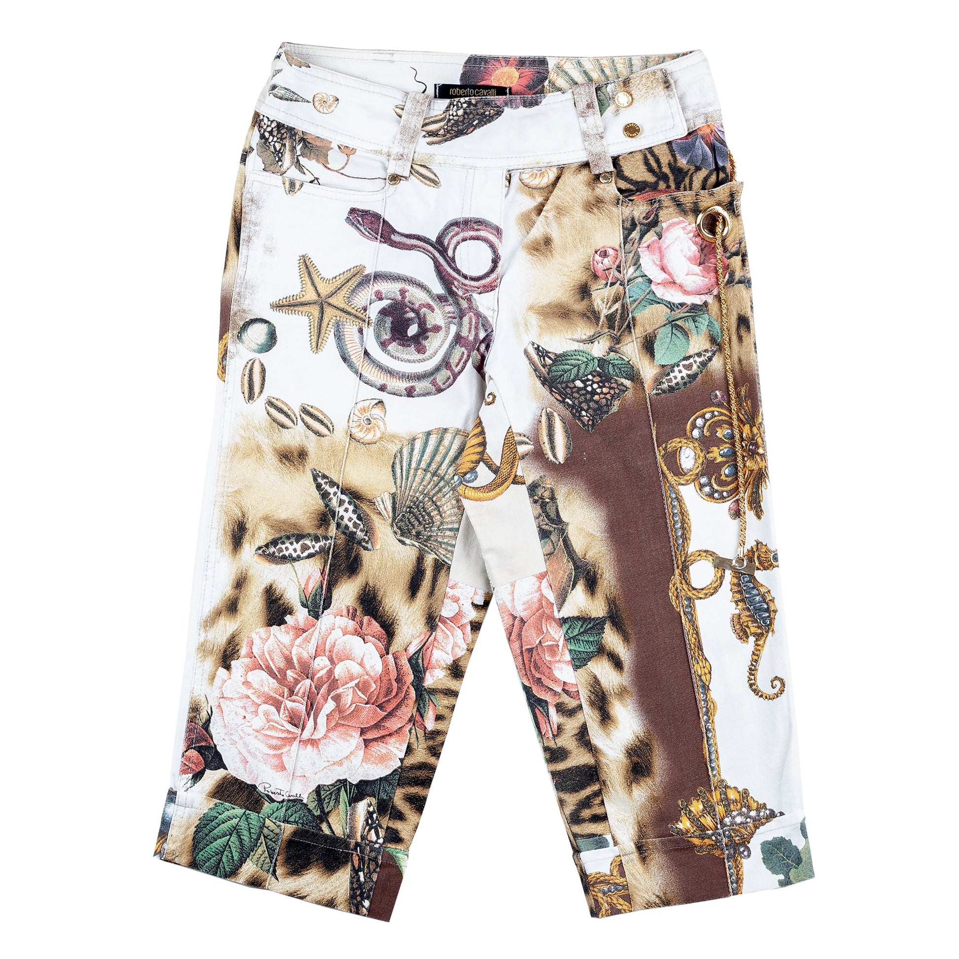 Roberto Cavalli White Printed Capris