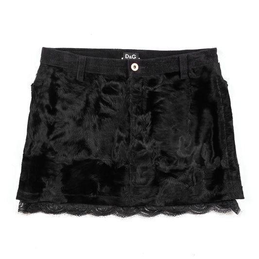 Vintage Dolce & Gabbana Corset Fur Mini Skirt