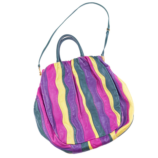 Prada Spring/Summer 2008 Nappa Trembled Blossom Stripes Tote Leather Bag
