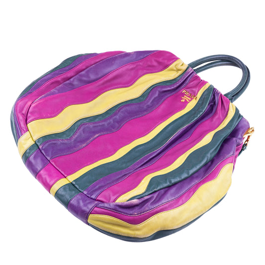 Prada Spring/Summer 2008 Nappa Trembled Blossom Stripes Tote Leather Bag