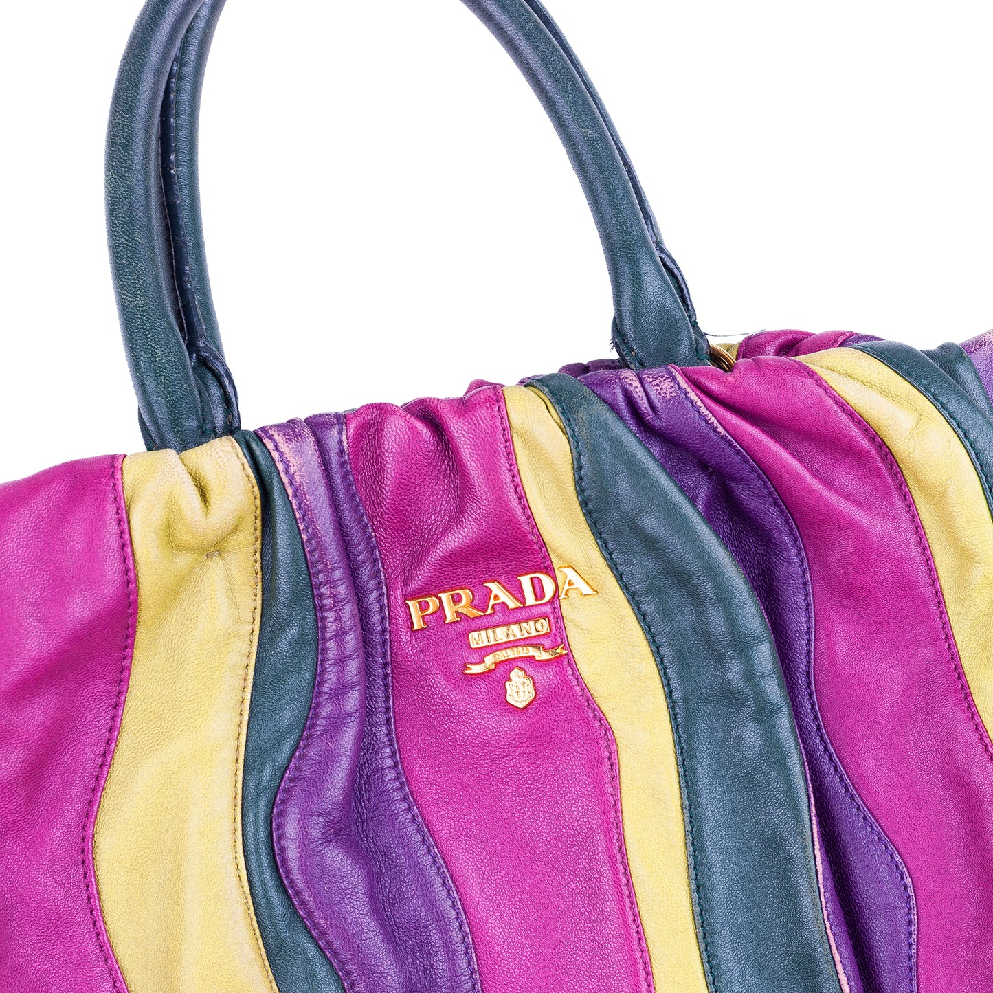 Prada Spring/Summer 2008 Nappa Trembled Blossom Stripes Tote Leather Bag