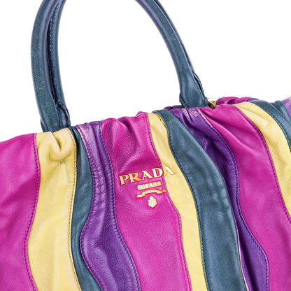 Prada Spring/Summer 2008 Nappa Trembled Blossom Stripes Tote Leather Bag