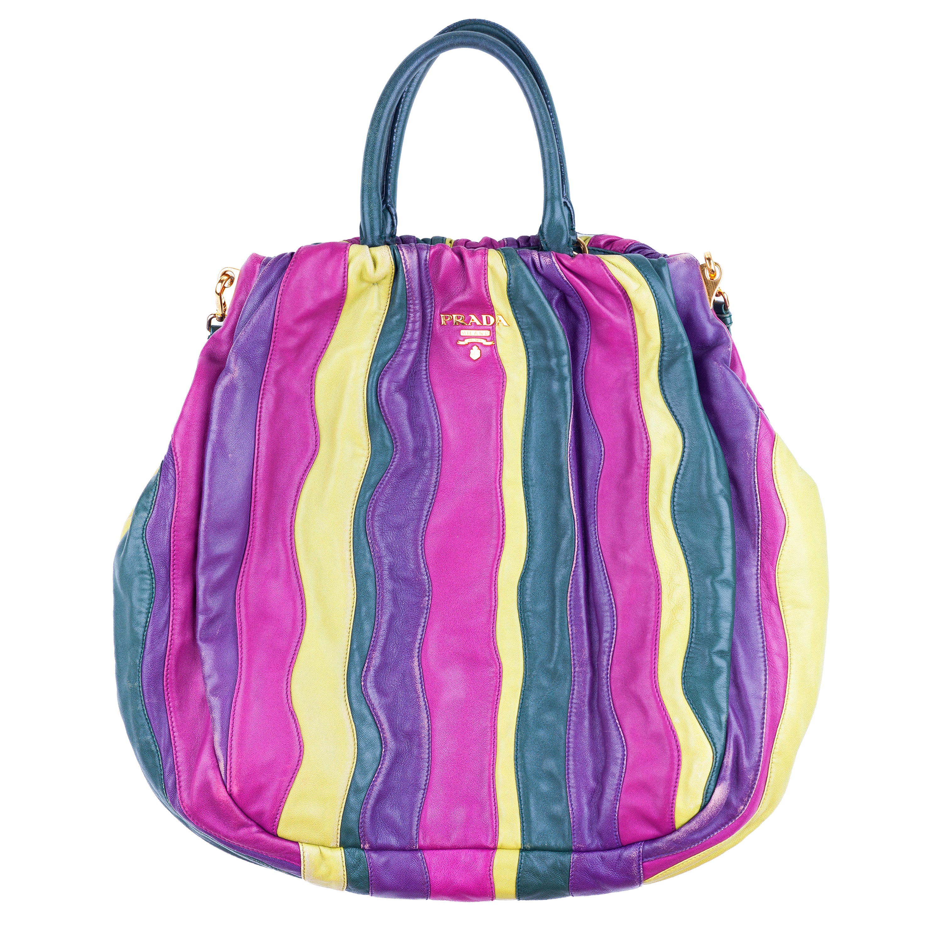 Prada Spring/Summer 2008 Nappa Trembled Blossom Stripes Tote Leather Bag