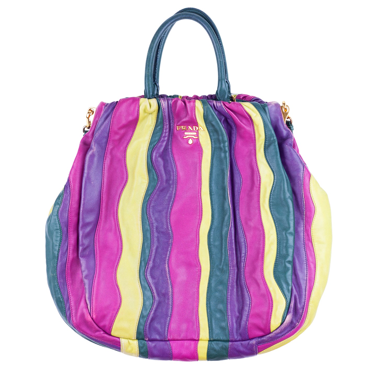 Prada Spring/Summer 2008 Nappa Trembled Blossom Stripes Tote Leather Bag