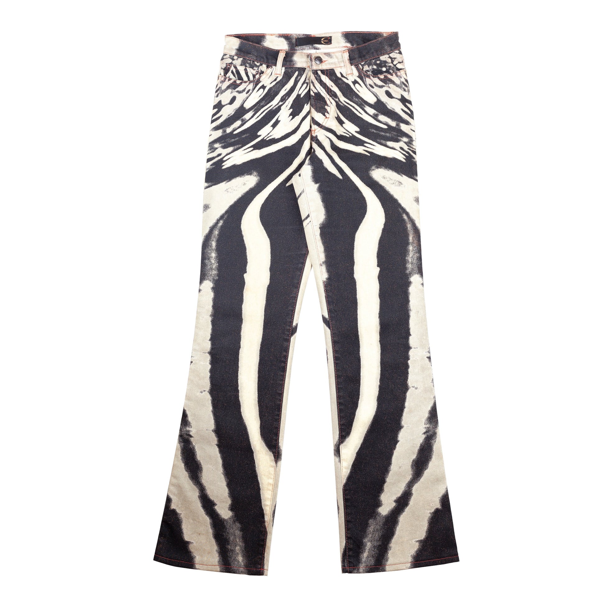 Just Cavalli Psychedelic Stripes Tan and White Jeans