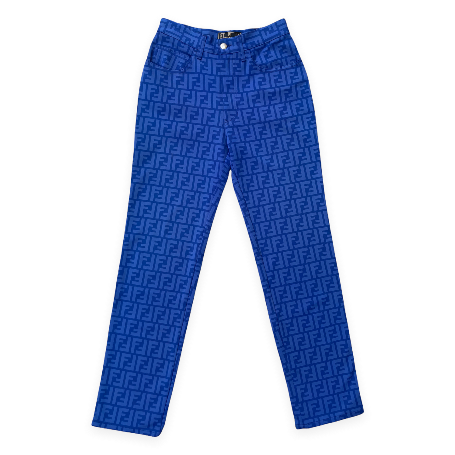 Fendi Zucca Blue High Waisted Pants