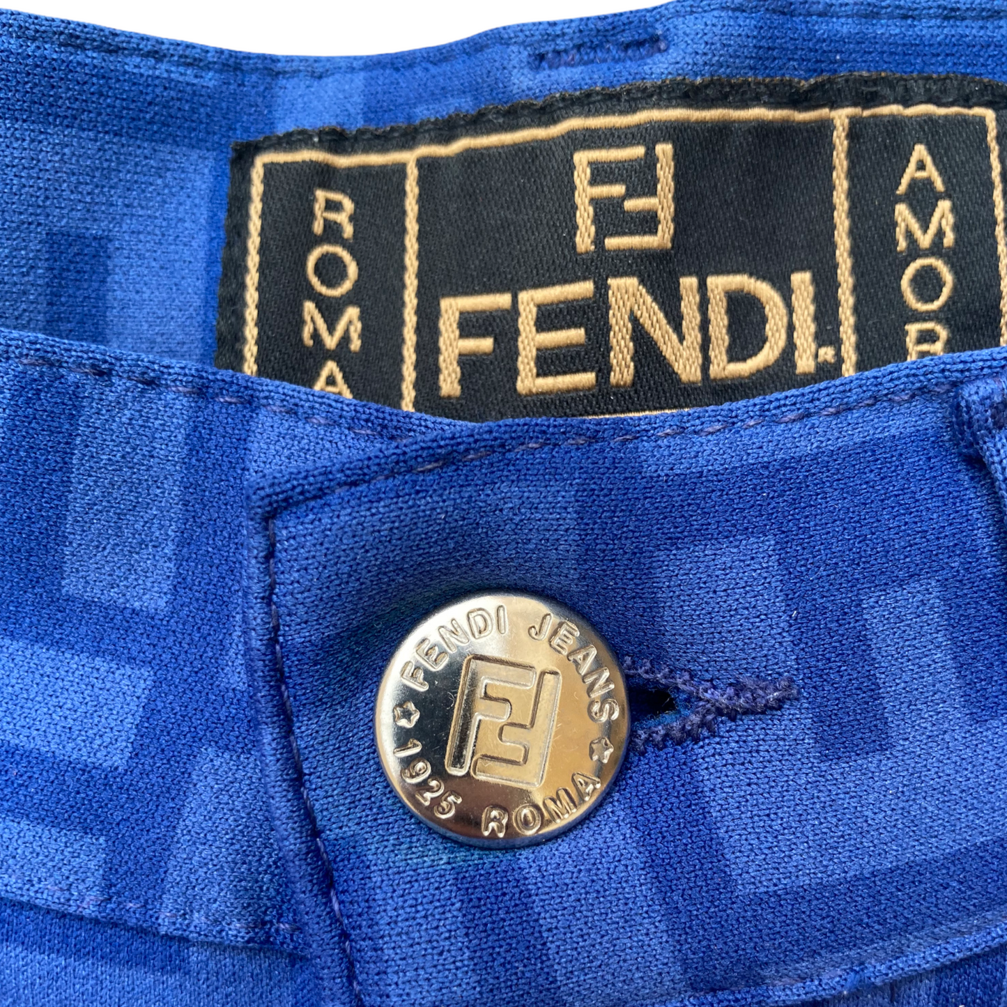 Fendi Zucca Blue High Waisted Pants