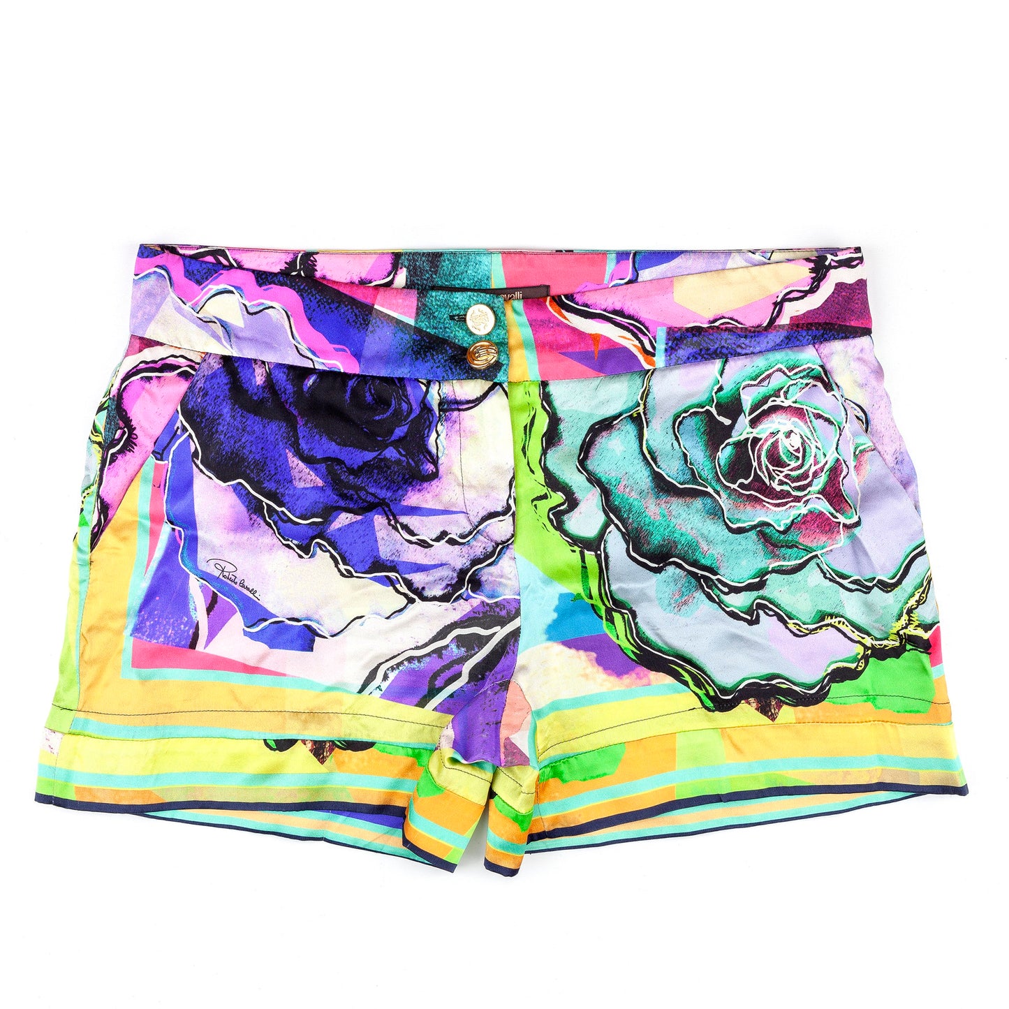 Roberto Cavalli Multicolor Floral Print Silk Shorts (M)