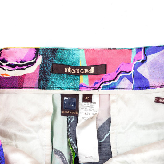 Roberto Cavalli Multicolor Floral Print Silk Shorts (M)