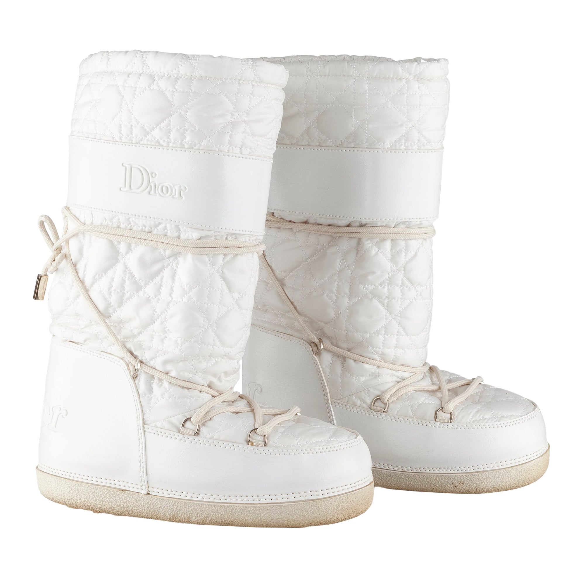 Christina Dior White Padded Snow Boots