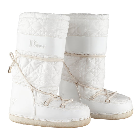 Christina Dior White Padded Snow Boots