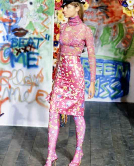 Dolce & Gabbana FW 2000 Butterflies Print Midi Pencil Skirt