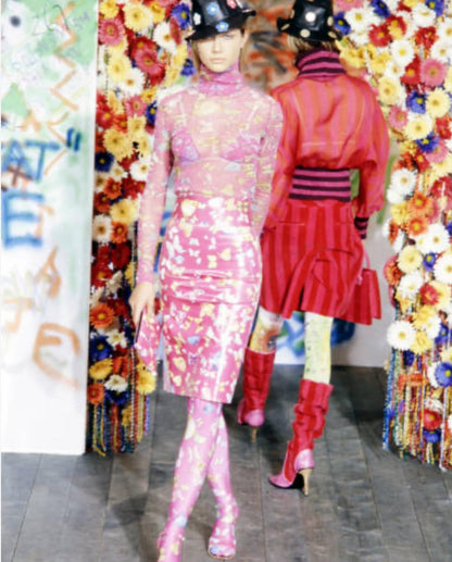 Dolce & Gabbana FW 2000 Butterflies Print Midi Pencil Skirt