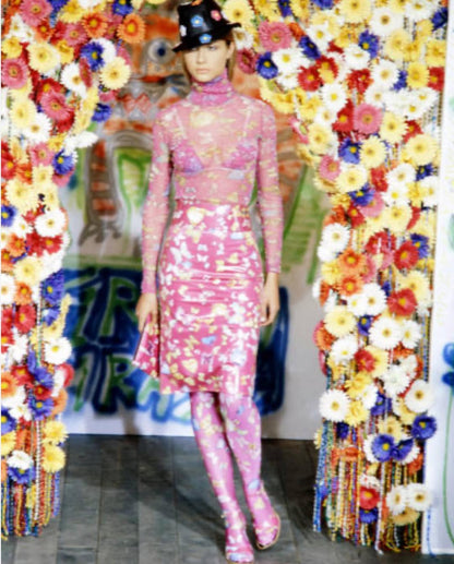 Dolce & Gabbana FW 2000 Butterflies Print Midi Pencil Skirt