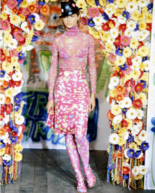 Dolce & Gabbana FW 2000 Butterflies Print Midi Pencil Skirt