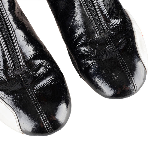 Diesel Patent Leather Black Moto Boots