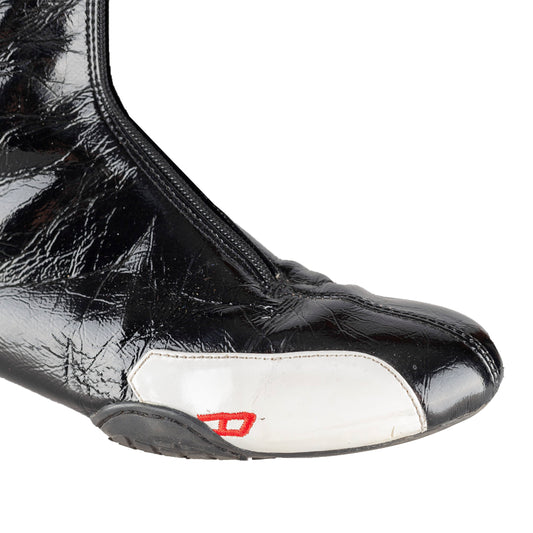 Diesel Patent Leather Black Moto Boots