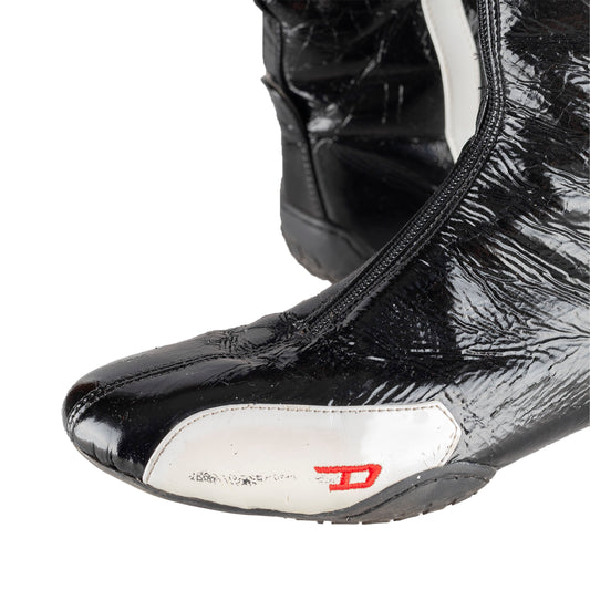 Diesel Patent Leather Black Moto Boots