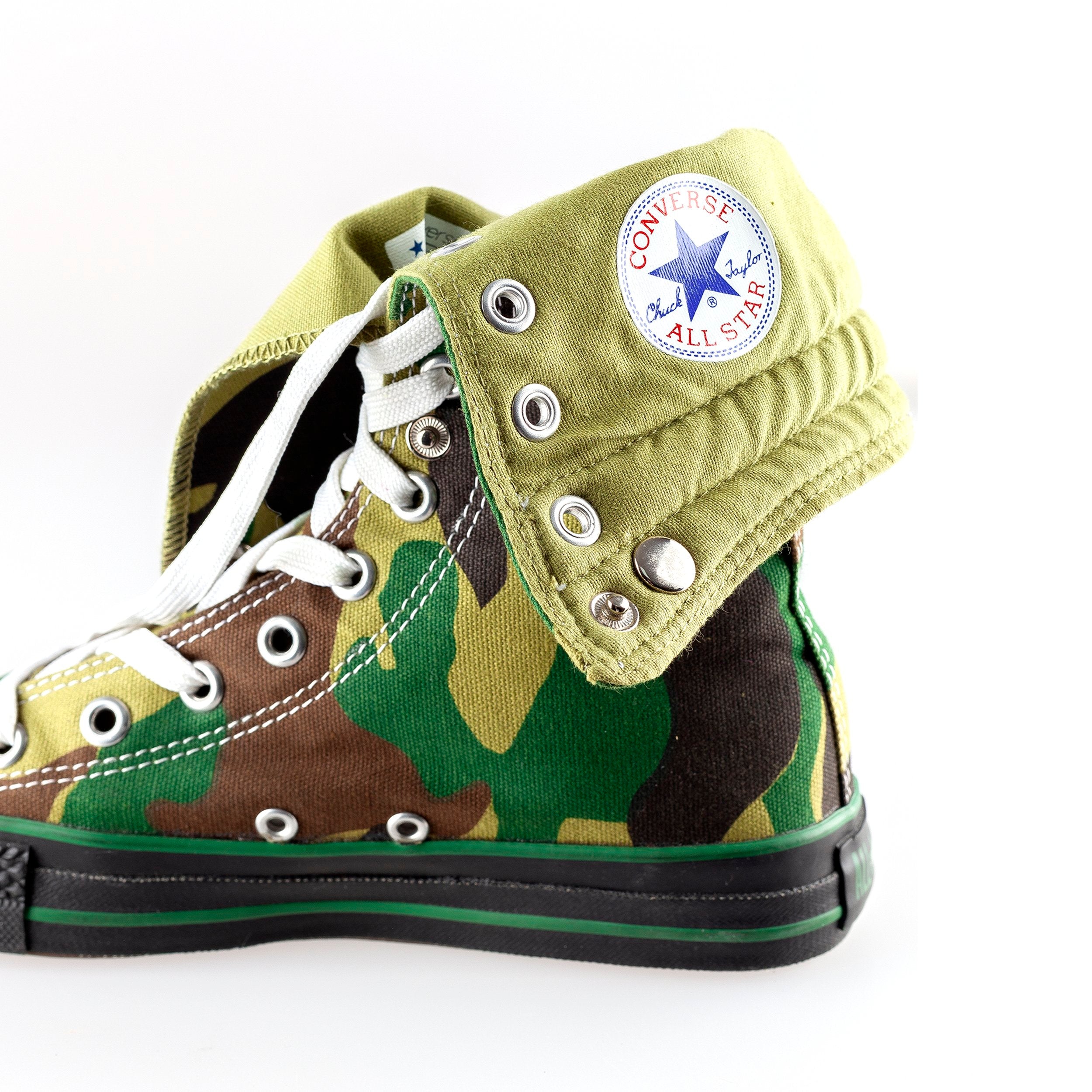 Converse Chuck Taylor Green Vintage Military Camouflage Boots VOODOO WAREHOUSE