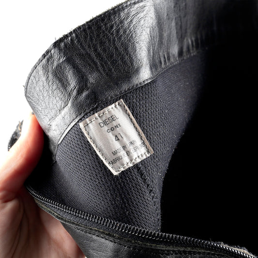 Diesel Leather Black Moto Boots