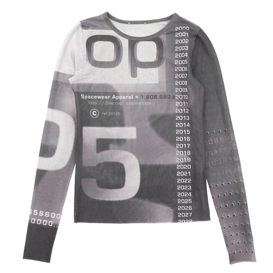 Cop Copine Long Sleeve Grey/Black Mesh Top