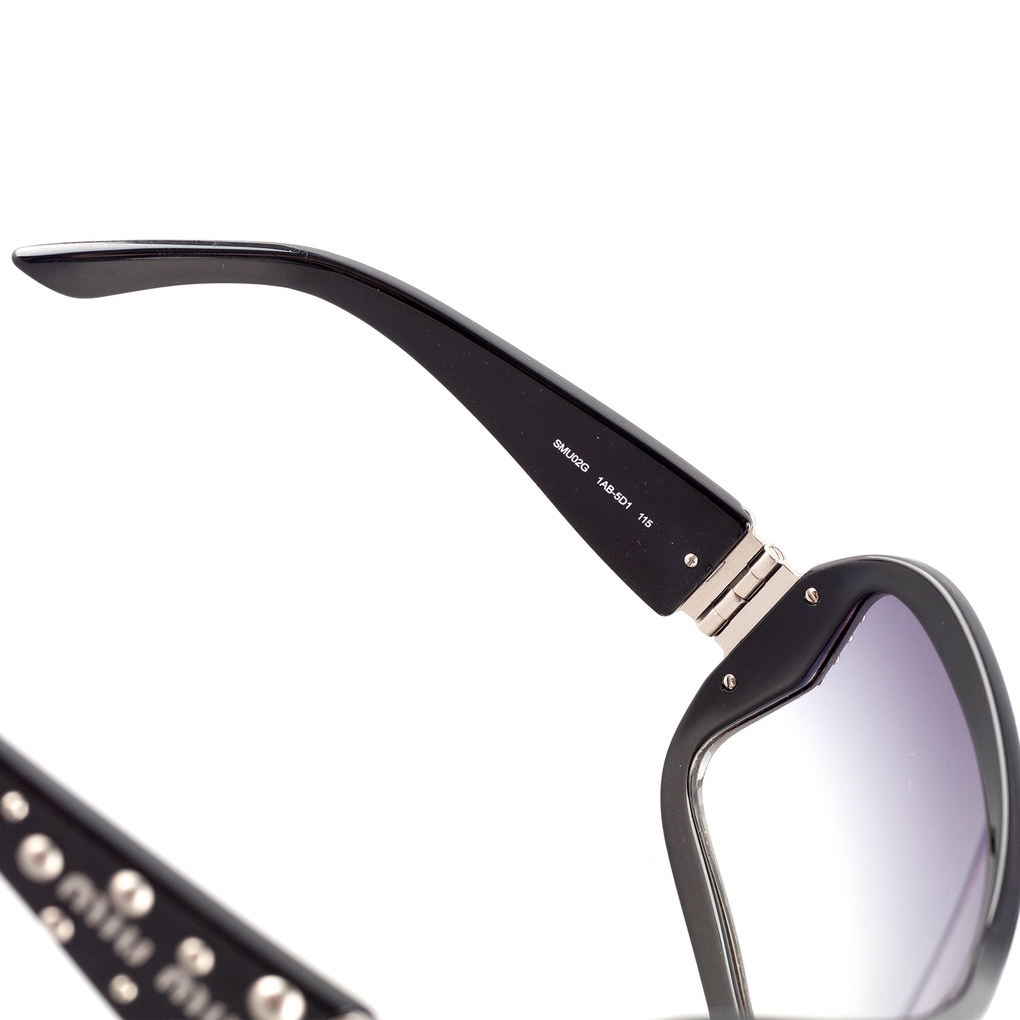 Miu Miu 1AB-5D1 Black Tacks Shield Sunglasses