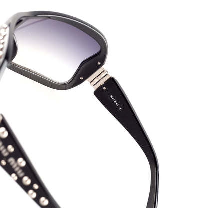 Miu Miu 1AB-5D1 Black Tacks Shield Sunglasses