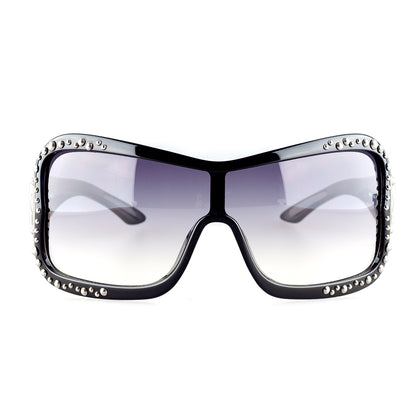 Miu Miu 1AB-5D1 Black Tacks Shield Sunglasses