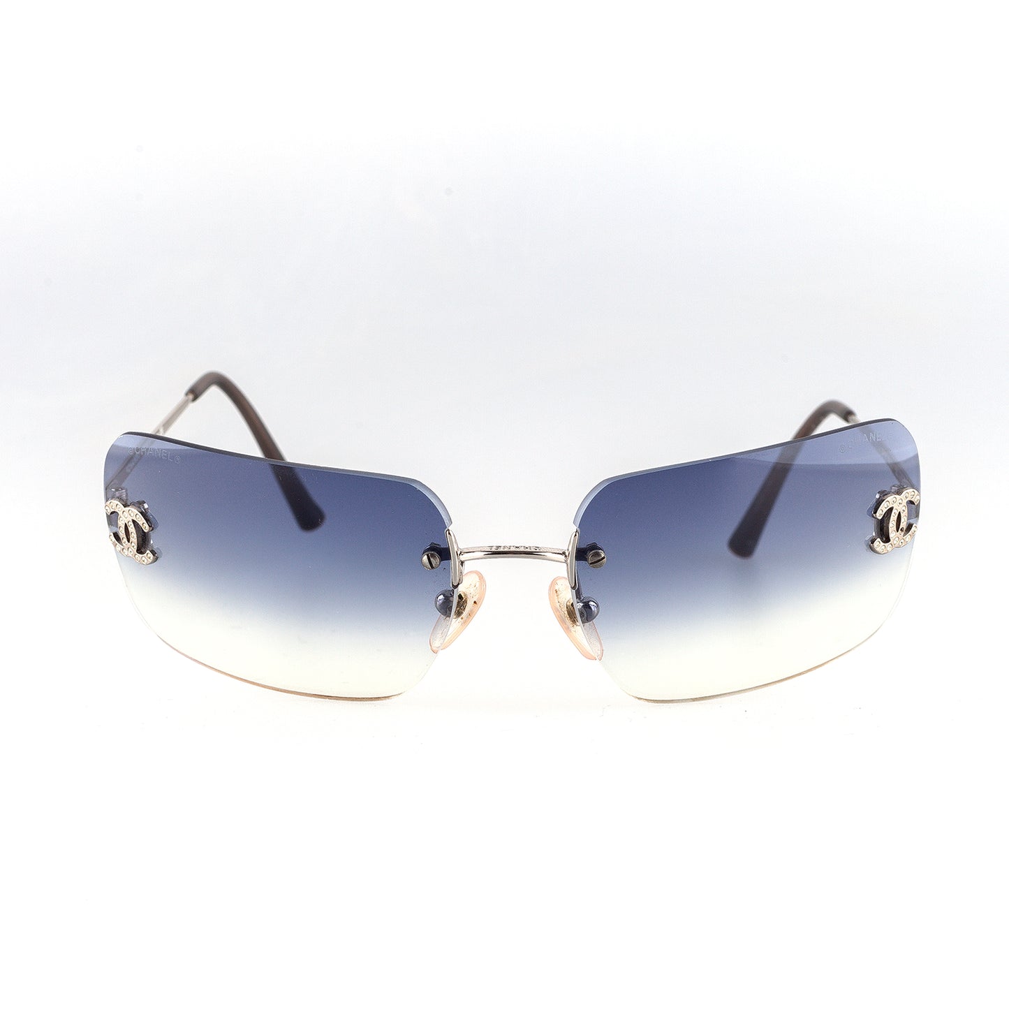 Chanel 4017-D  124/55 CC Logo Rimless Vintage Blue Gradient Sunglasses