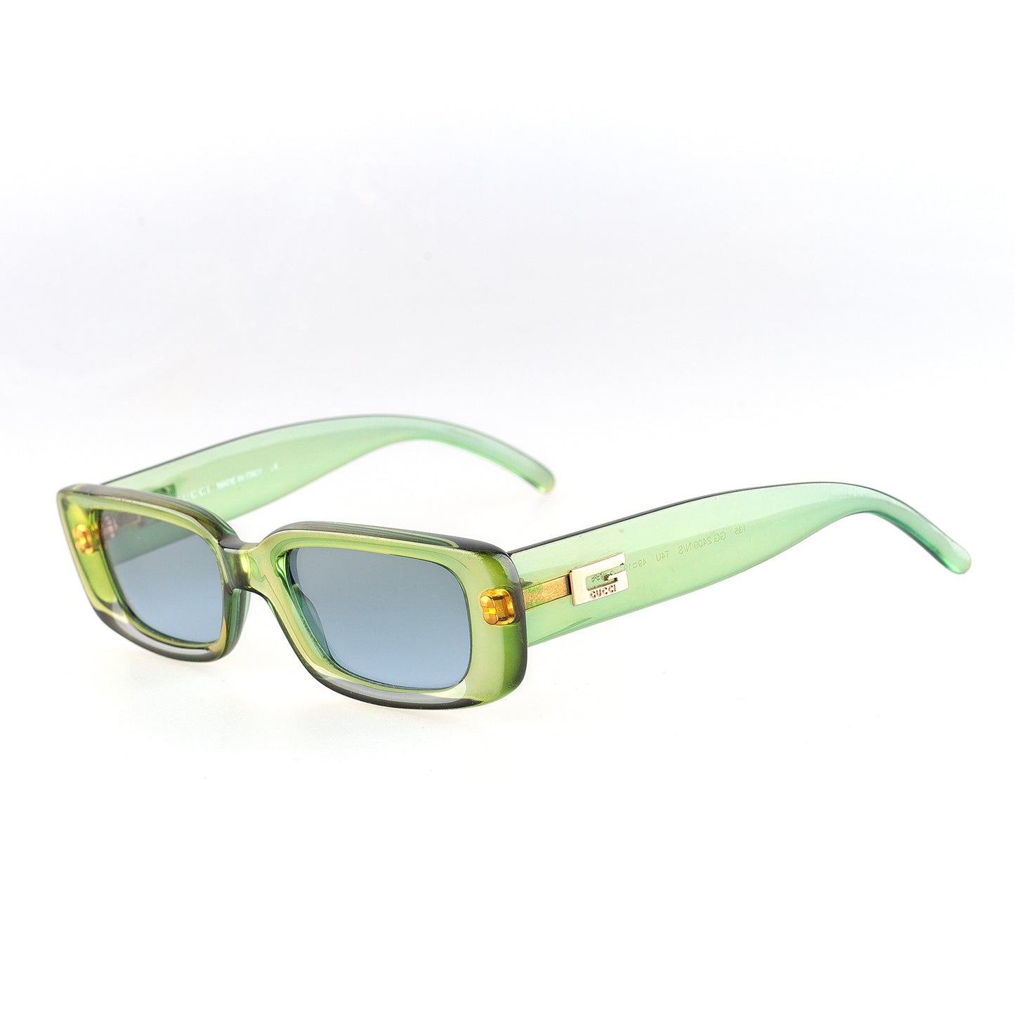 Gucci GG 2409 Green Acetate Rectangle Vintage Sunglasses