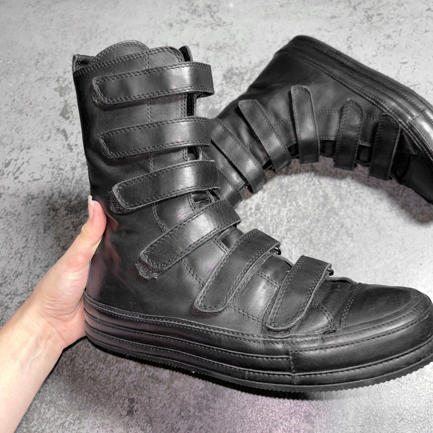 ANN DEMEULEMEESTER Touch Strap High-Top Sneakers (40 EU)