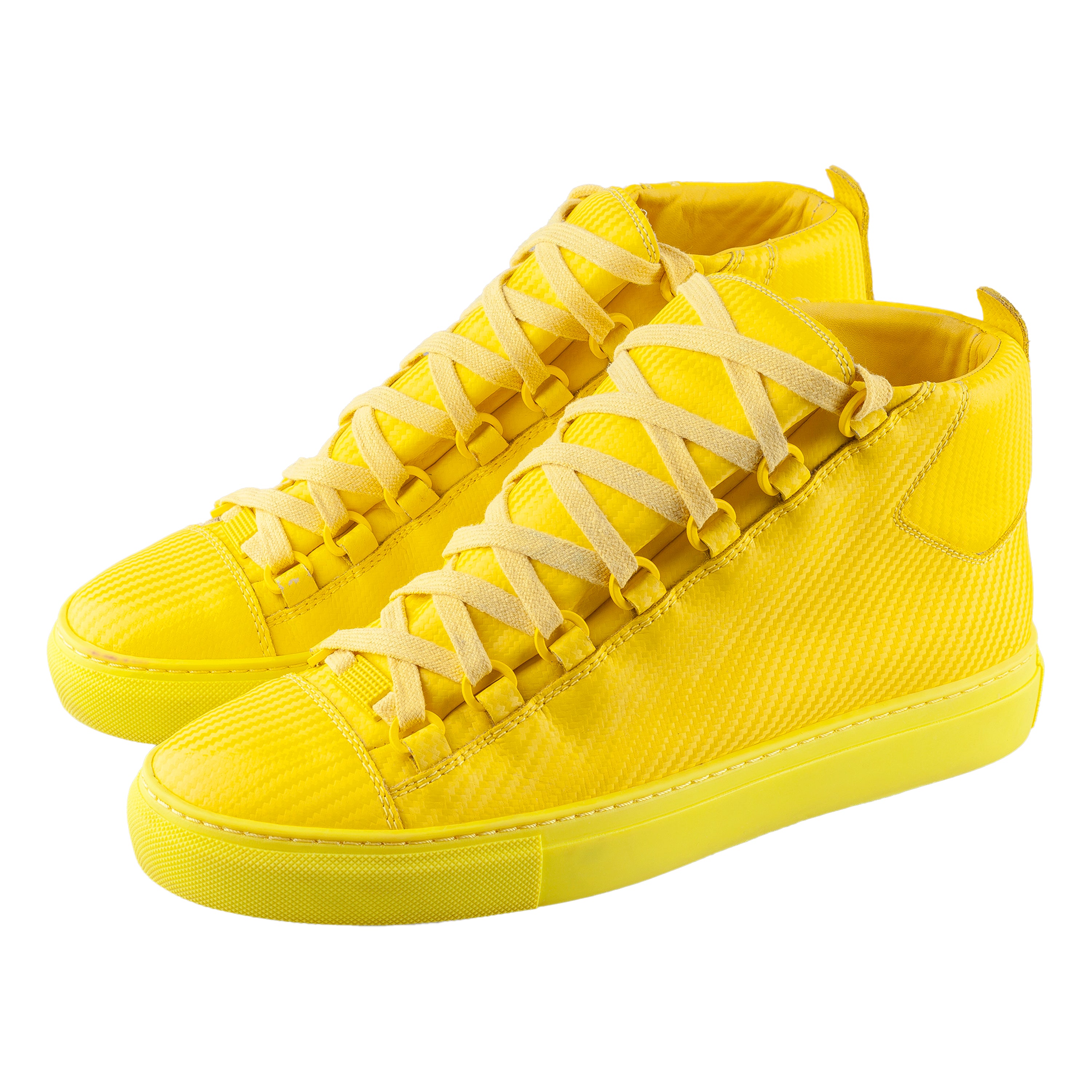 Balenciaga Arena Low Neon Yellow Leather Shoes (40 IT/ 41 EU)
