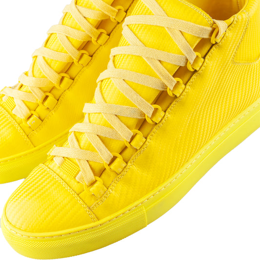 Balenciaga Arena Low Neon Yellow Leather Shoes (40 IT/ 41 EU)