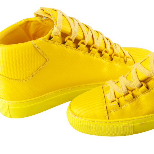 Balenciaga Arena Low Neon Yellow Leather Shoes (40 IT/ 41 EU)