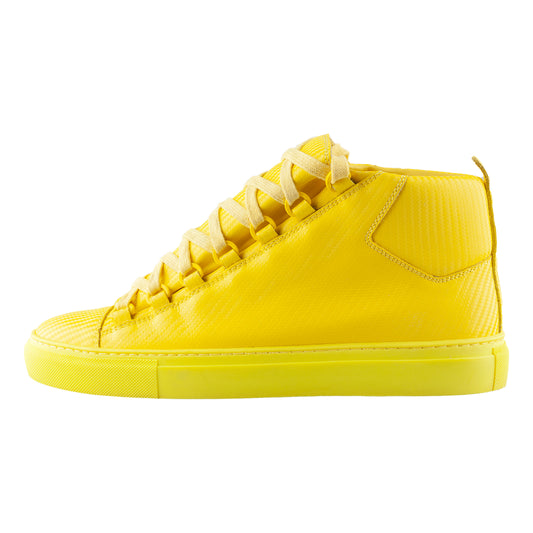 Balenciaga Arena Low Neon Yellow Leather Shoes (40 IT/ 41 EU)