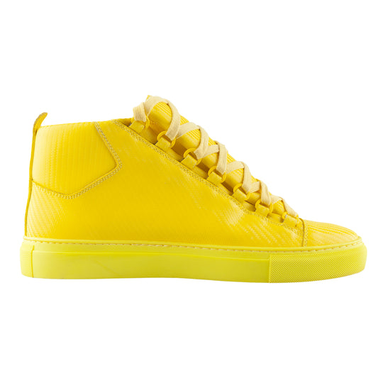 Balenciaga Arena Low Neon Yellow Leather Shoes (40 IT/ 41 EU)