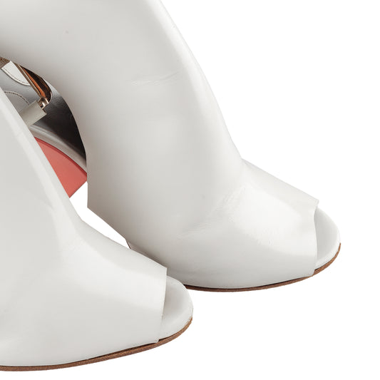 Chloé Vintage Jazz White Leather Ankle Heels (38,5 IT/39,5 EU)